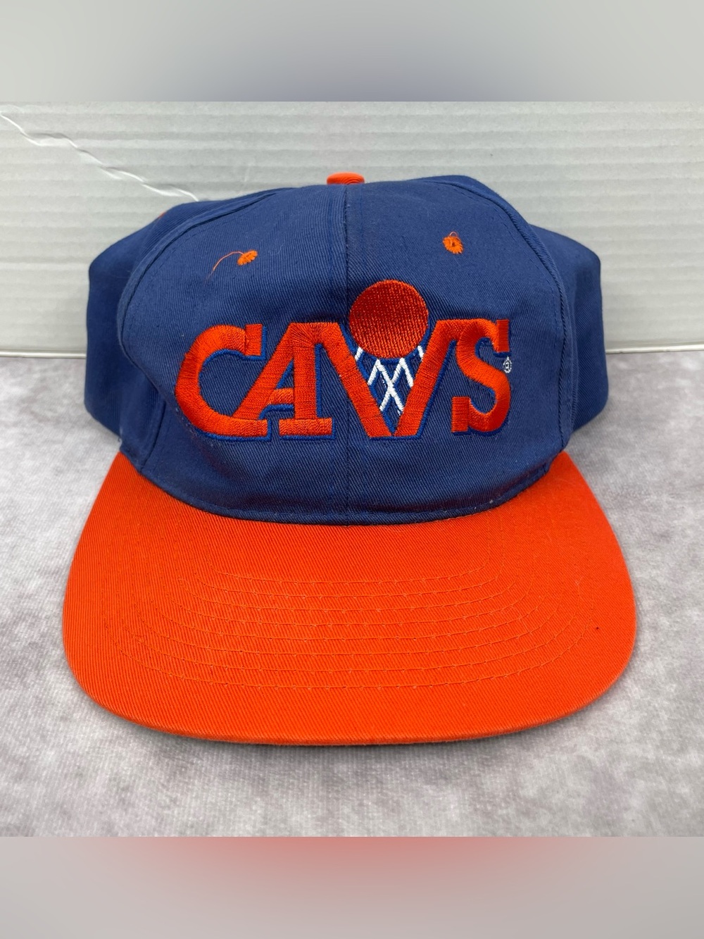 Vintage Cleveland Cavaliers Snapback Hat Cap NBA Adult OSFA Blue Orange 90s
